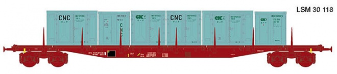 Container flat car type Sgss6-16 with 6 small containers "CNC"<br /><a href='images/pictures/LS_Models/30118.jpg' target='_blank'>Full size image</a>